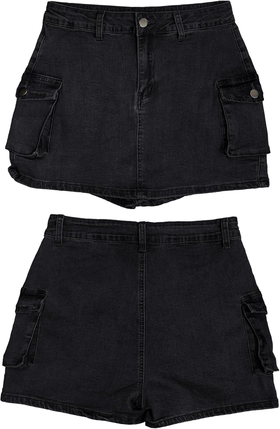 luvamia 2024 Cargo Shorts for Women Casual Summer Skorts Skirts High Waisted Mini Short Skort with Pockets Y2KWashed Black