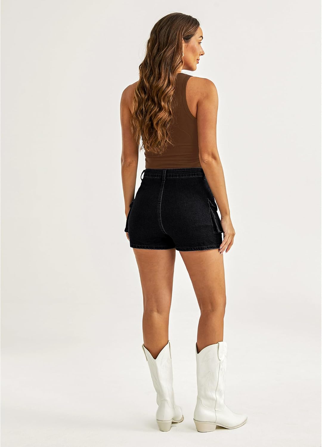 luvamia 2024 Cargo Shorts for Women Casual Summer Skorts Skirts High Waisted Mini Short Skort with Pockets Y2KWashed Black