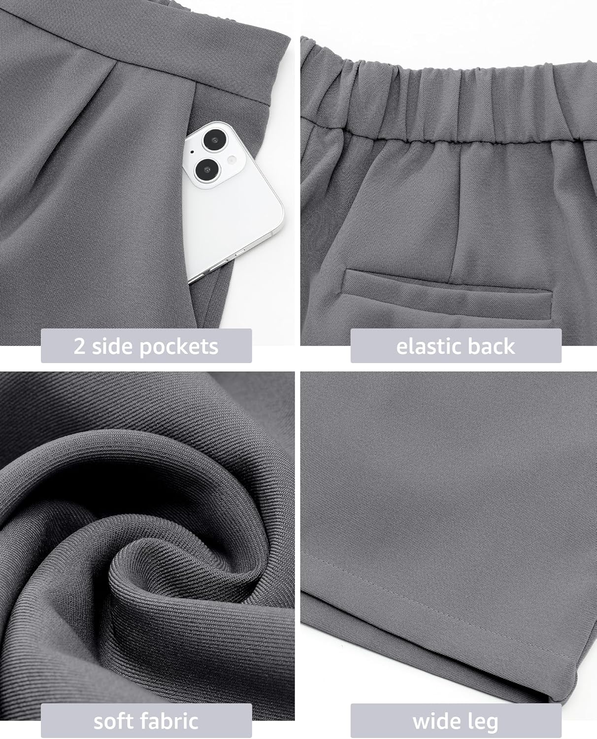 luvamia 2024 Dress Shorts for Women High Waisted Business Casual Outfits for Work Summer Pleated Short Dressy ShortsGray