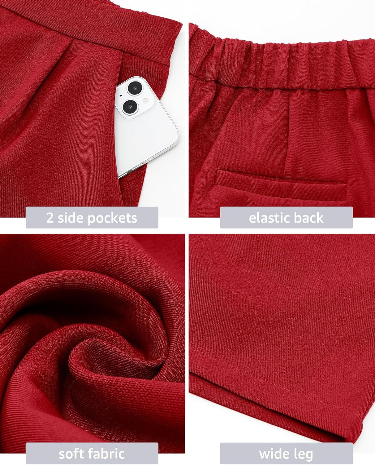 luvamia 2024 Dress Shorts for Women High Waisted Business Casual Outfits for Work Summer Pleated Short Dressy ShortsTrue Red