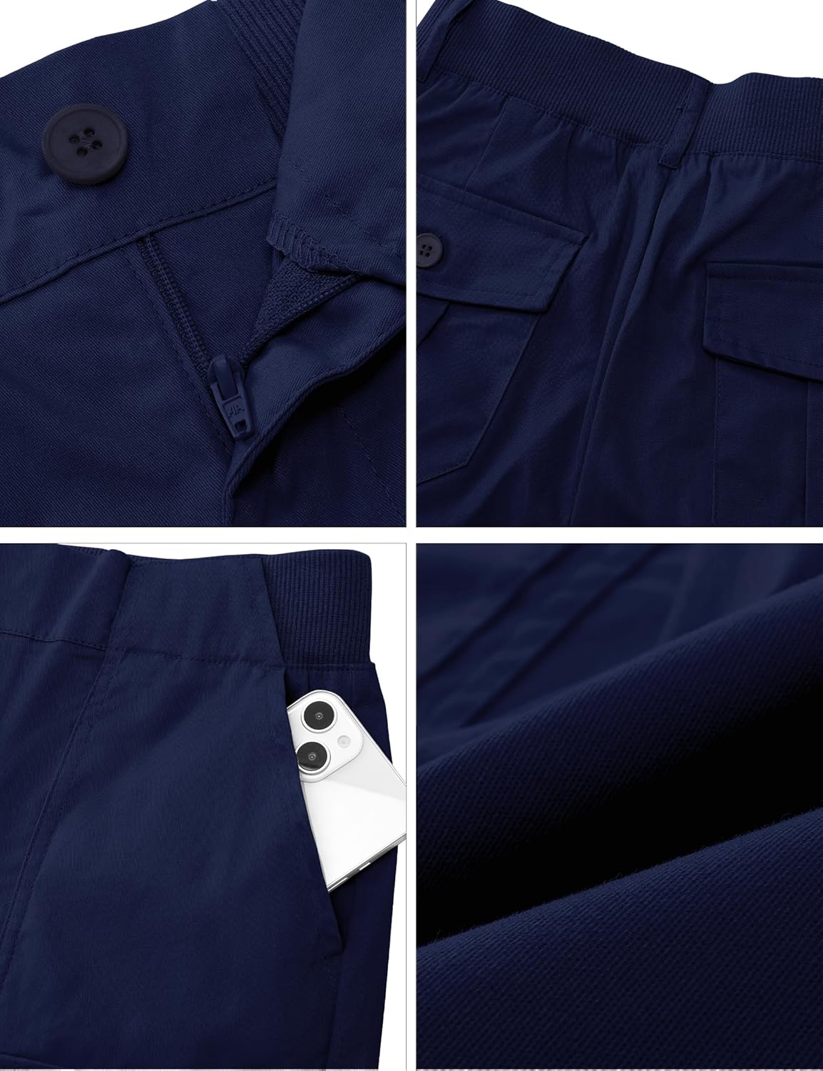 luvamia Cargo Shorts for Women Casual Summer High Waisted Chino Shorts Ribbed Elastic Waist Utility Pockets Comfy ShortsNavy Blue