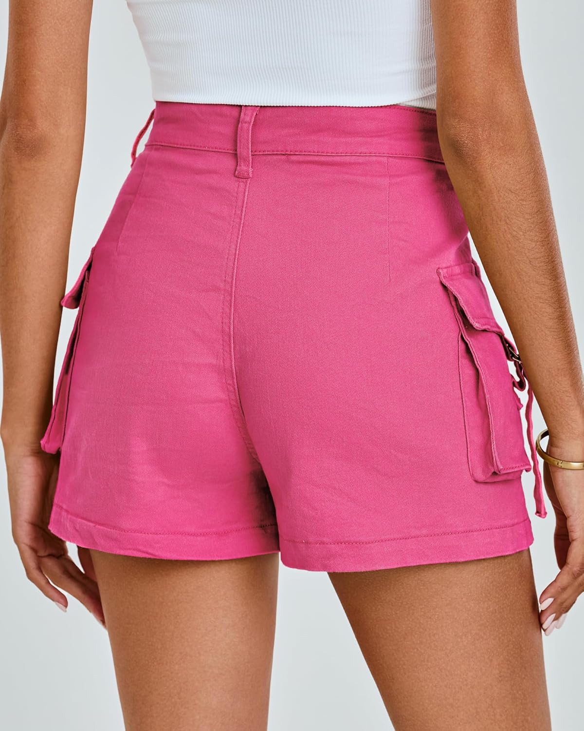 luvamia Cargo Shorts for Women Trendy High Wasited Casual Summer Stretchy Utility Cut Off Shorts with PocketsHot Pink