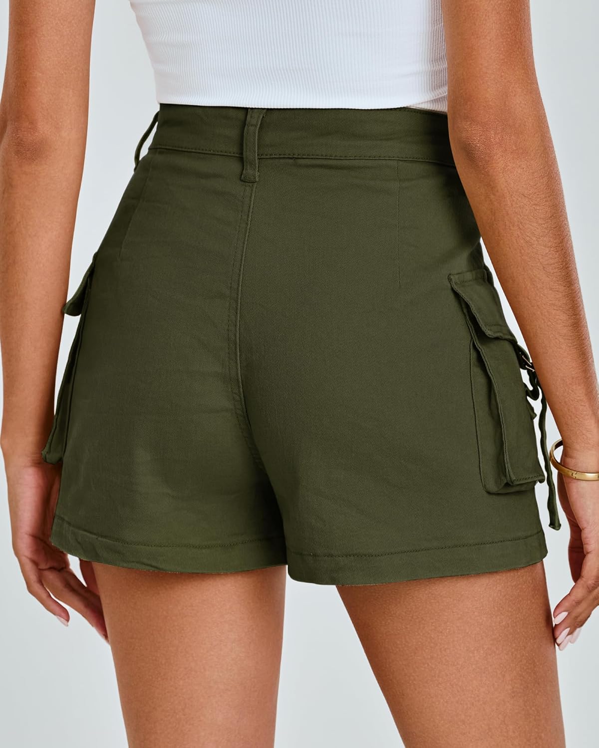 luvamia Cargo Shorts for Women Trendy High Wasited Casual Summer Stretchy Utility Cut Off Shorts with PocketsOlive Green