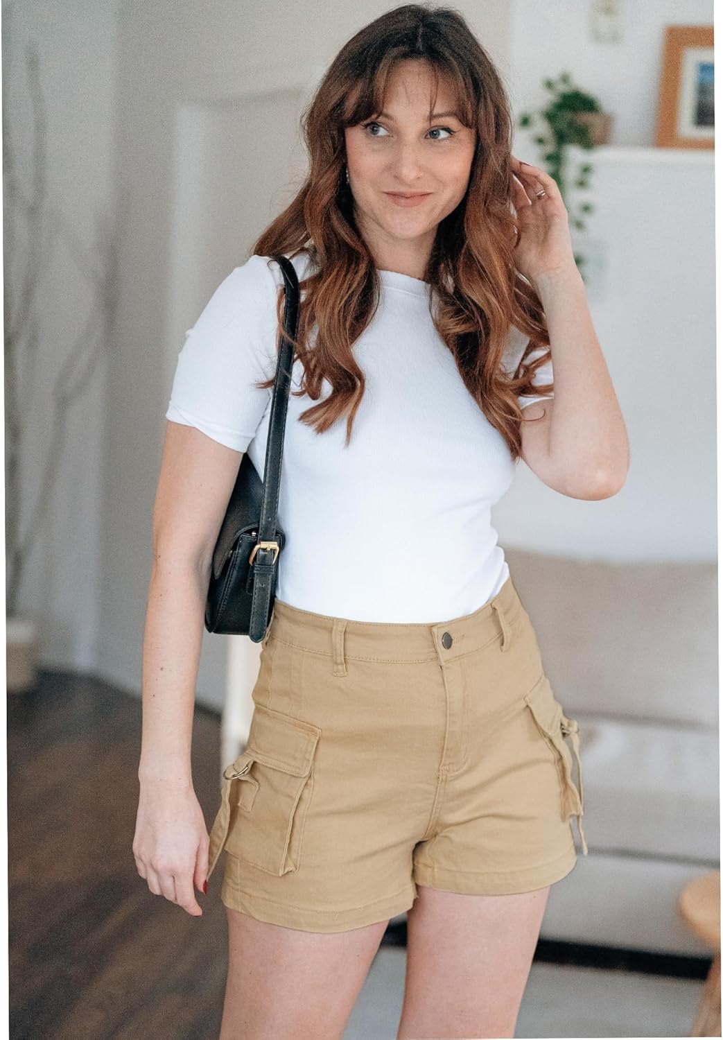 luvamia Cargo Shorts for Women Trendy High Wasited Casual Summer Stretchy Utility Cut Off Shorts with PocketsPale Khaki