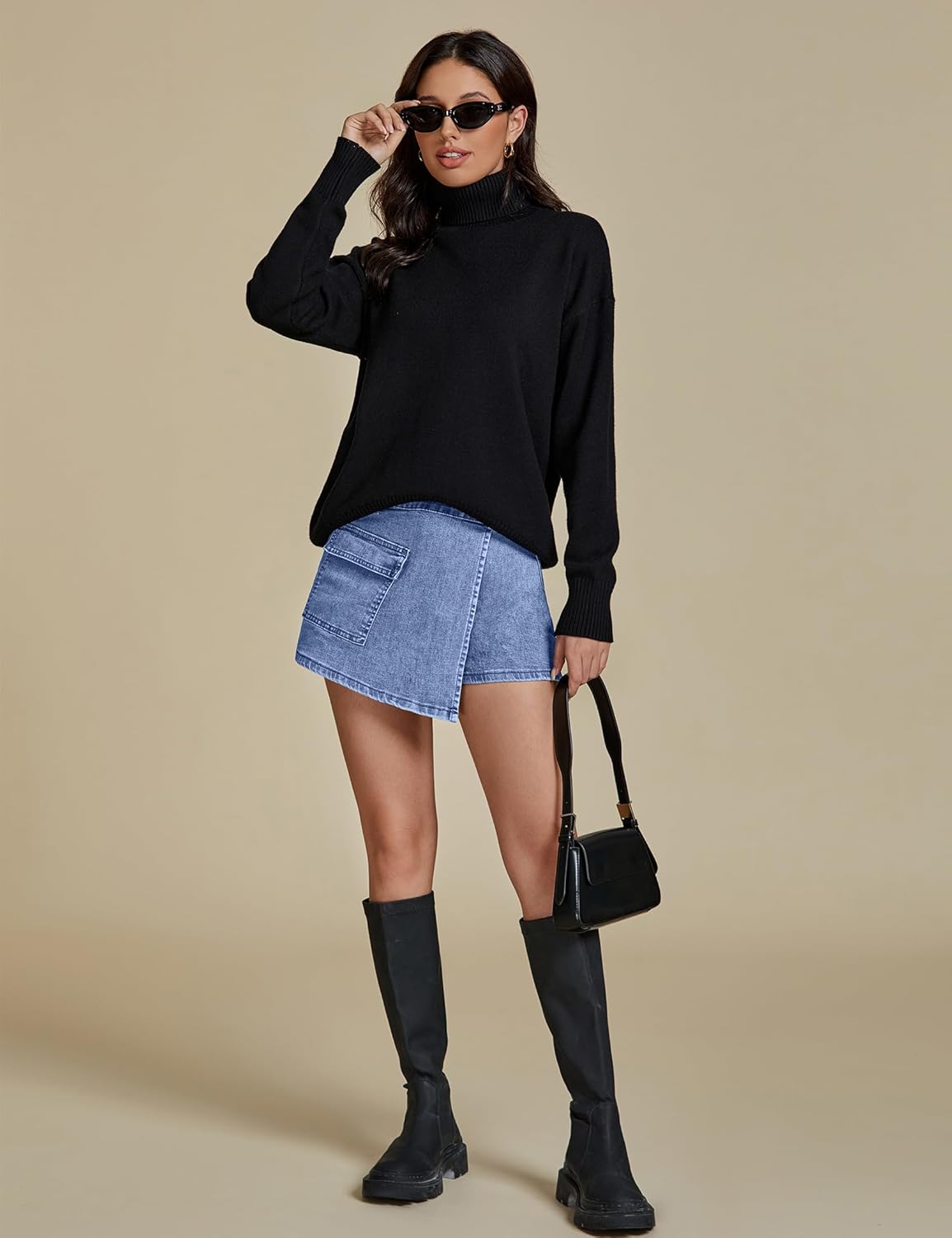 luvamia Denim Skorts for Woman Cargo Faux Wrap Jean Skort Skirts Stretchy High Waisted Skirt Shorts Country Concert WearMedium Blue