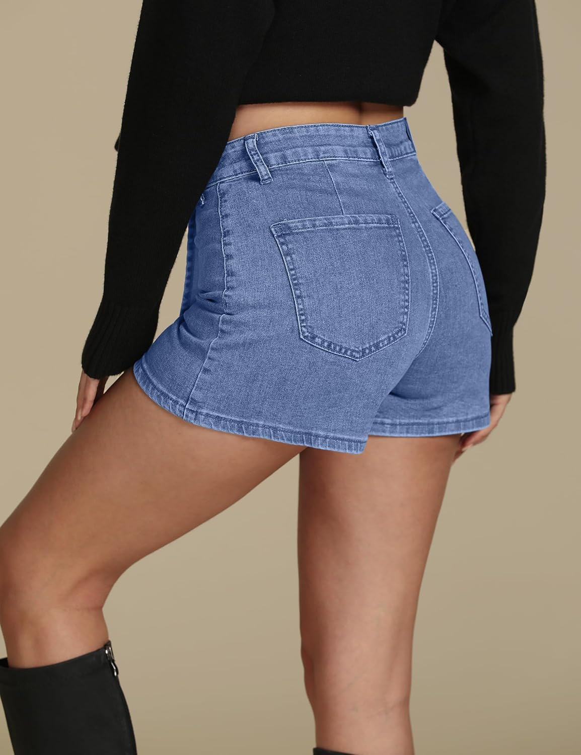 luvamia Denim Skorts for Woman Cargo Faux Wrap Jean Skort Skirts Stretchy High Waisted Skirt Shorts Country Concert WearMedium Blue