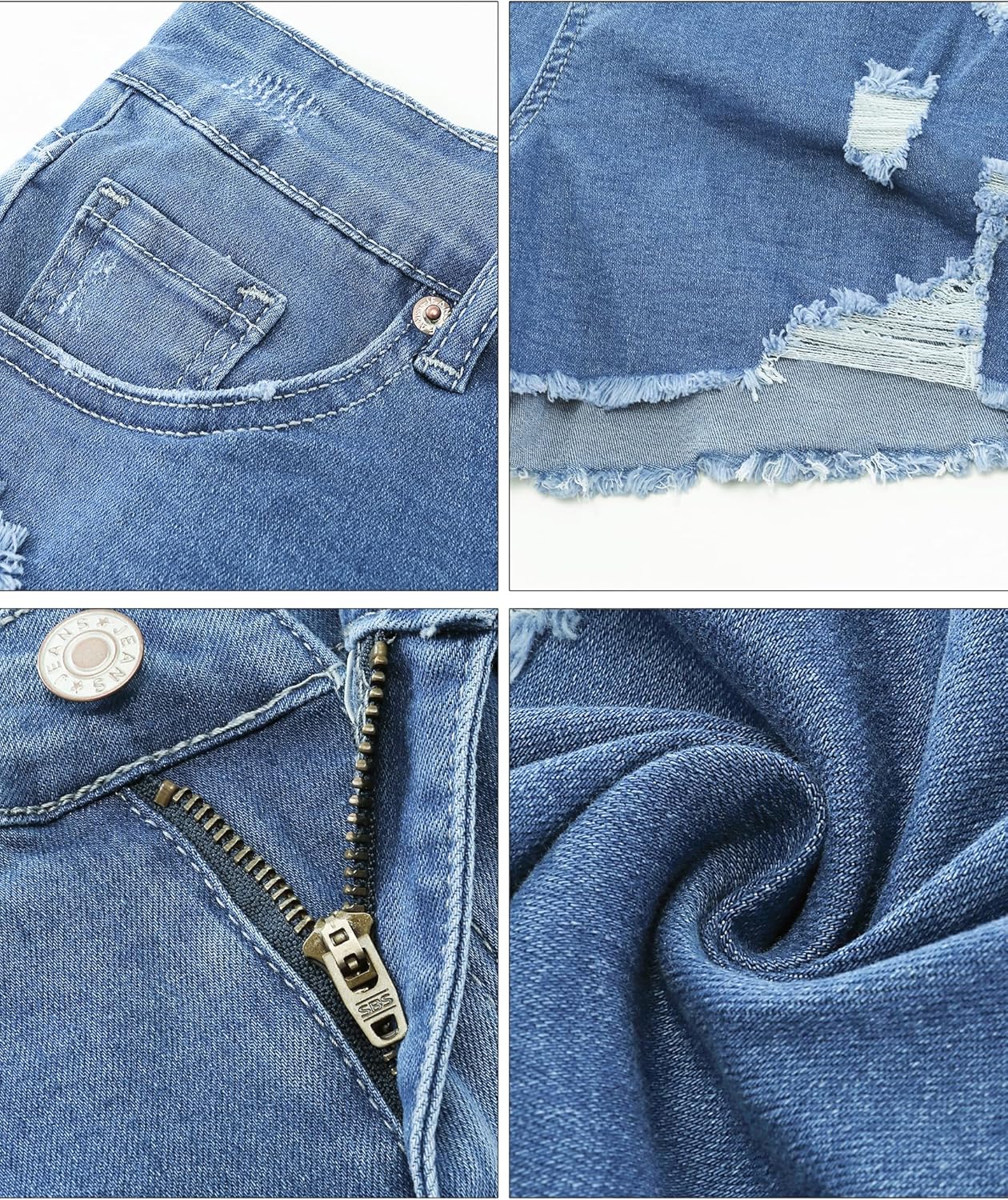 luvamia Jean Shorts for Women High Waisted Stretchy Distressed Denim Shorts Ripped Frayed Raw Hem Summer Casual ShortsMedium Blue