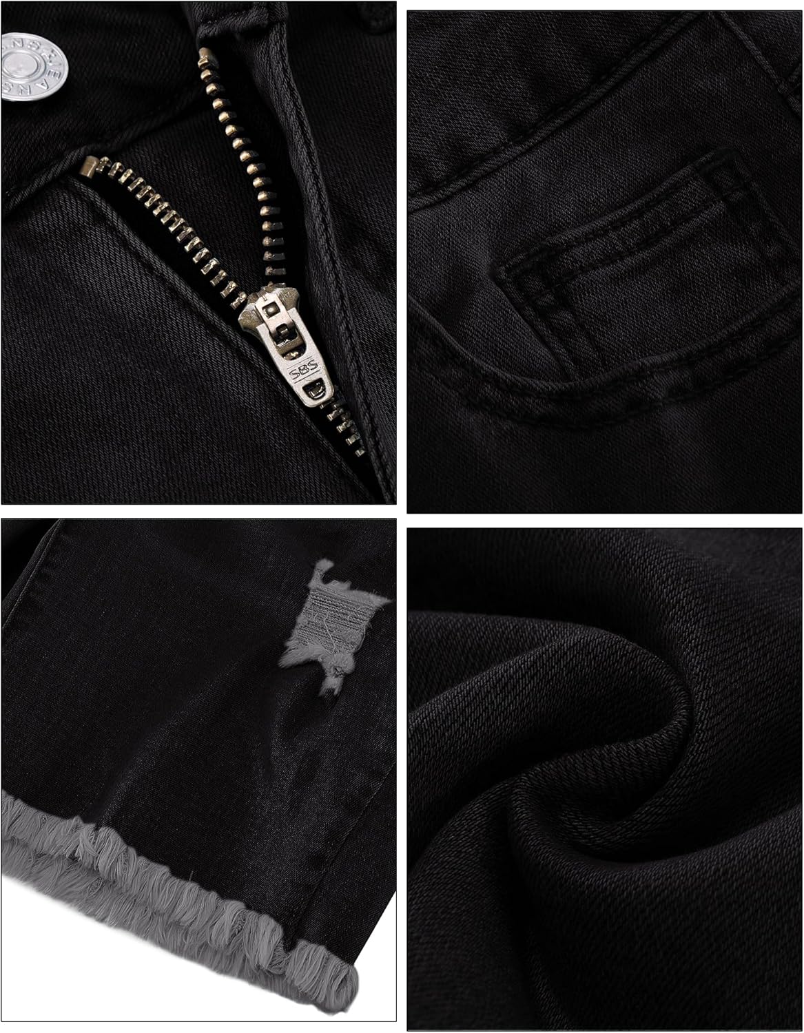 luvamia Jean Shorts for Women High Waisted Trendy Casual Distressed Stretchy Denim Long Shorts Ripped Raw Hem ShortsWashed Black