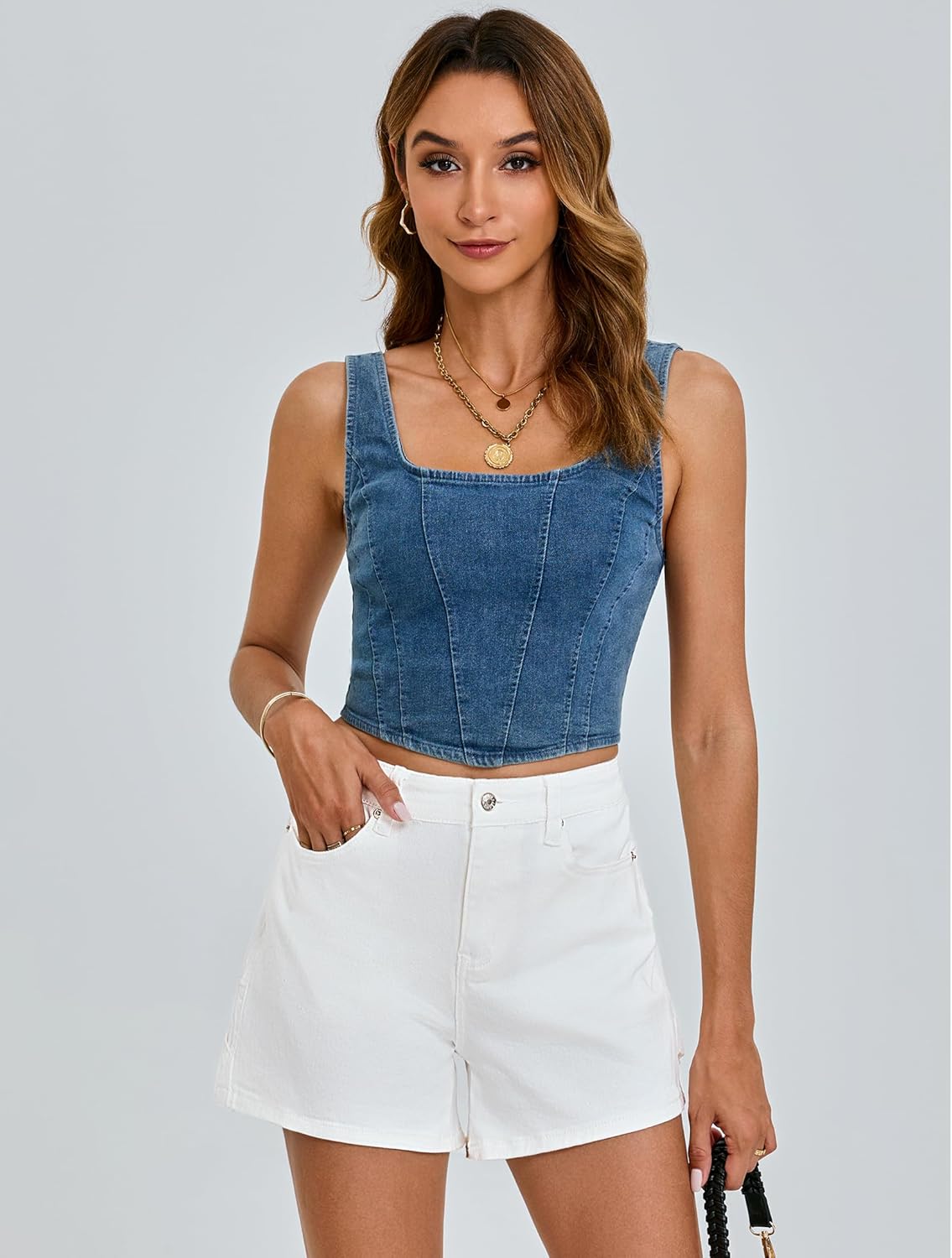 luvamia Jean Shorts for Women Trendy High Waisted Denim Shorts Carpenter Stretchy Summer Casual Mom Cut Off Jeans ShortsOffwhite