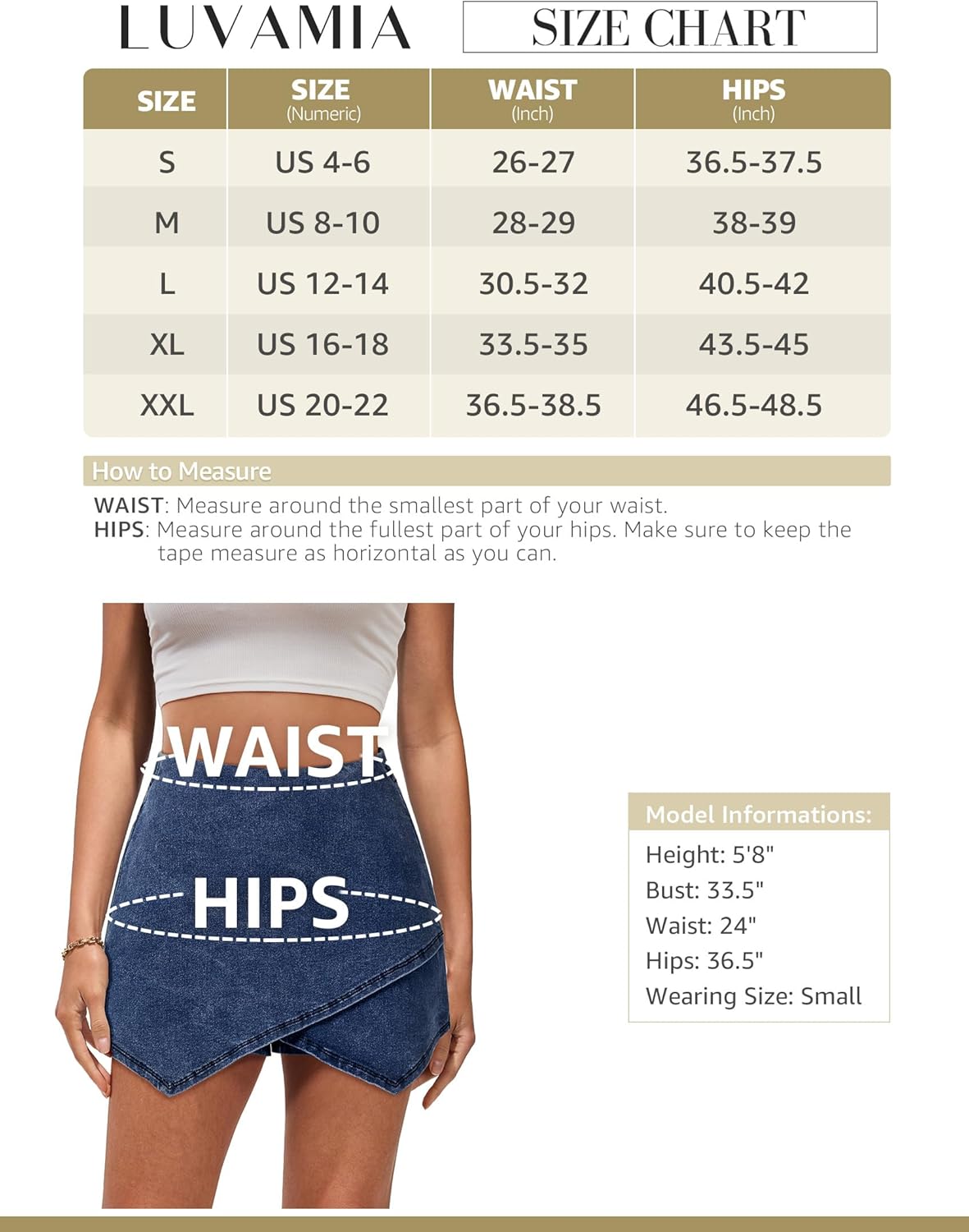 luvamia Jean Skorts for Woman High Waisted Pull On Stretchy Denim Wrap Skirt with Shorts Trendy Asymmetrical SkortAtlantic Blue