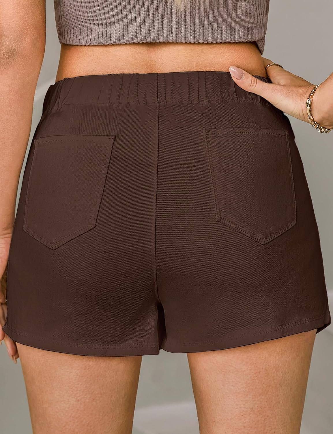 luvamia Jean Skorts for Woman High Waisted Pull On Stretchy Denim Wrap Skirt with Shorts Trendy Asymmetrical SkortCoffee