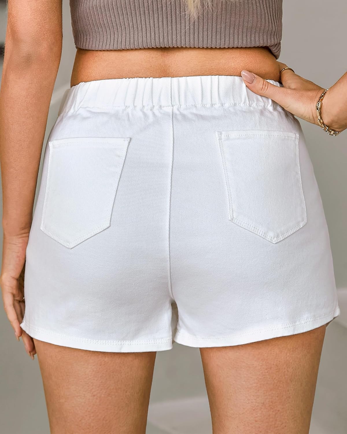 luvamia Jean Skorts for Woman High Waisted Pull On Stretchy Denim Wrap Skirt with Shorts Trendy Asymmetrical SkortCream White
