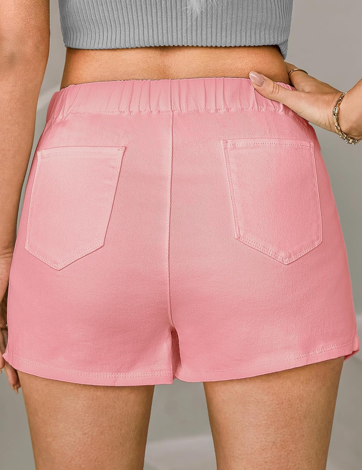 luvamia Jean Skorts for Woman High Waisted Pull On Stretchy Denim Wrap Skirt with Shorts Trendy Asymmetrical SkortGossamer Pink