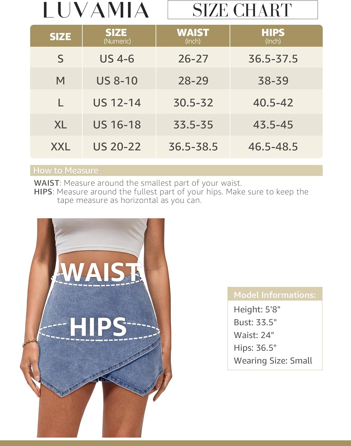 luvamia Jean Skorts for Woman High Waisted Pull On Stretchy Denim Wrap Skirt with Shorts Trendy Asymmetrical SkortModern Blue