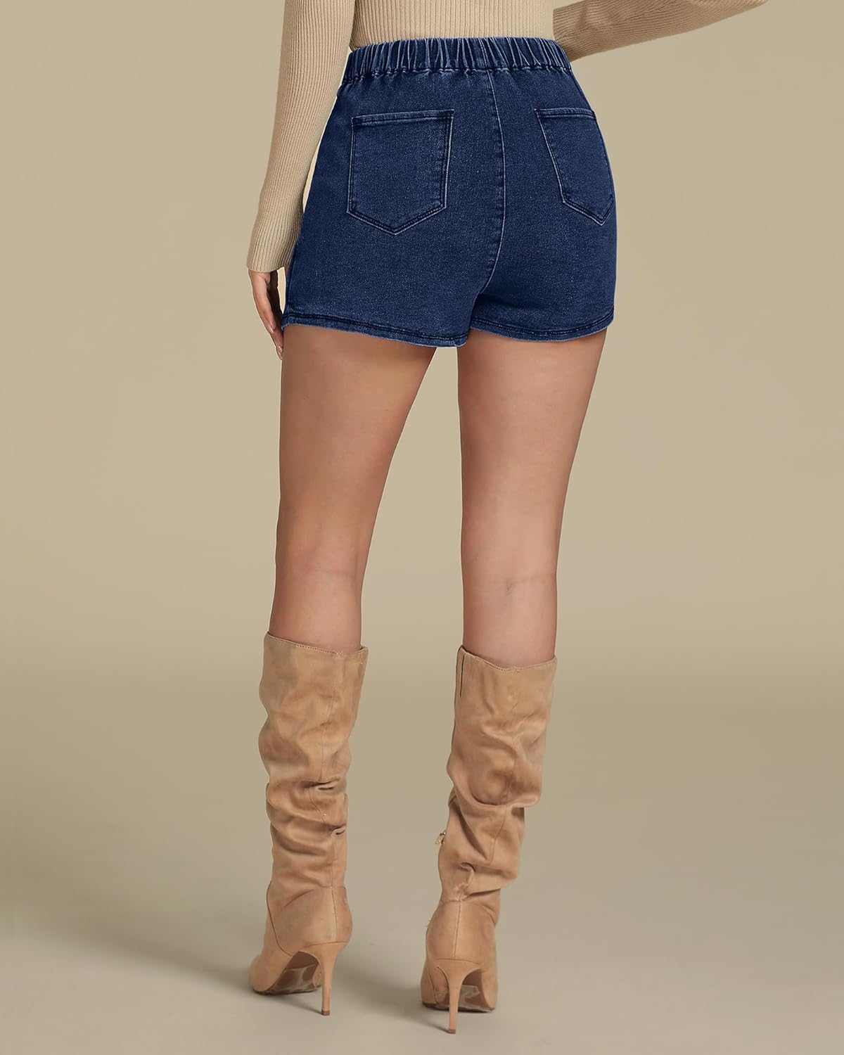 luvamia Jean Skorts for Woman High Waisted Pull On Stretchy Denim Wrap Skirt with Shorts Trendy Asymmetrical SkortSail Blue