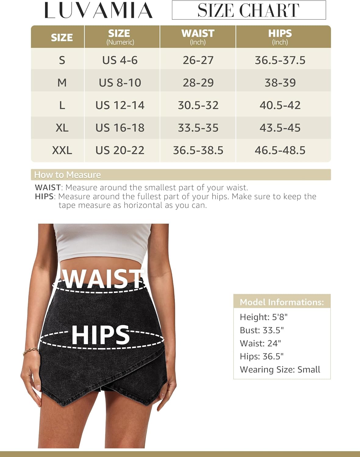 luvamia Jean Skorts for Woman High Waisted Pull On Stretchy Denim Wrap Skirt with Shorts Trendy Asymmetrical SkortVintage Black