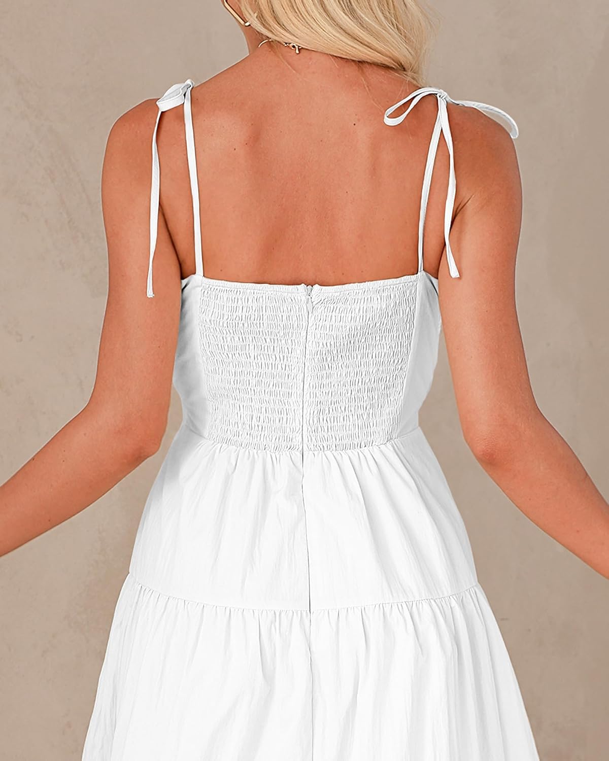 luvamia Long Flowy Dresses for Women Tiered Cut Out Midi Dress Self Tied Spaghetti Strap Summer Vacation Dinner OutfitCream White