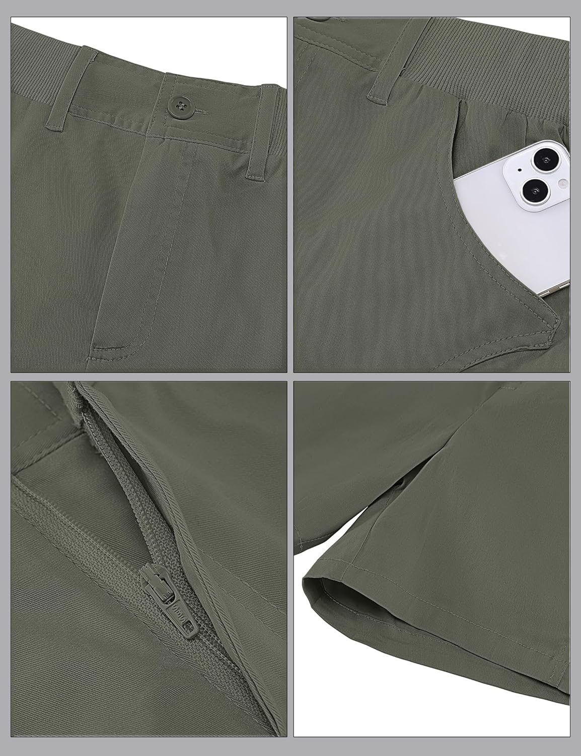 luvamia Shorts for Women Trendy Casual Summer High Waisted Chino Shorts Ribbed Elastic Waist Comfy Shorts with PocketsArmy Green