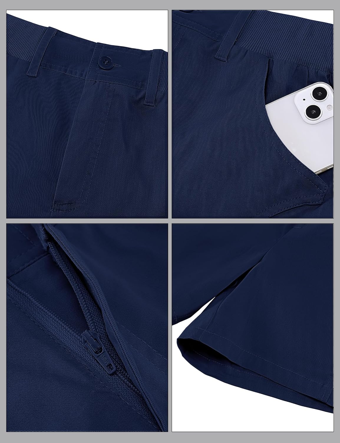 luvamia Shorts for Women Trendy Casual Summer High Waisted Chino Shorts Ribbed Elastic Waist Comfy Shorts with PocketsNavy Blue