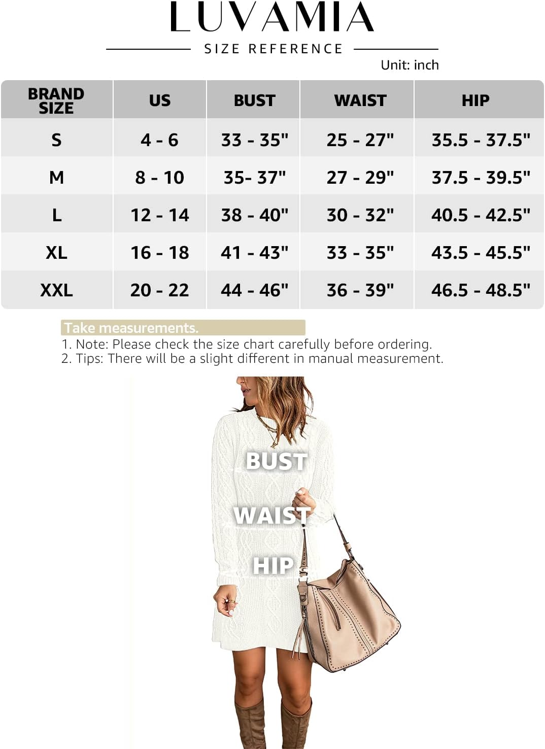 luvamia Sweater Dress for Women Cable Knit Ribbed ALine Short Fitted Pullover Sweaters Dresses Fall WinterBrilliant White