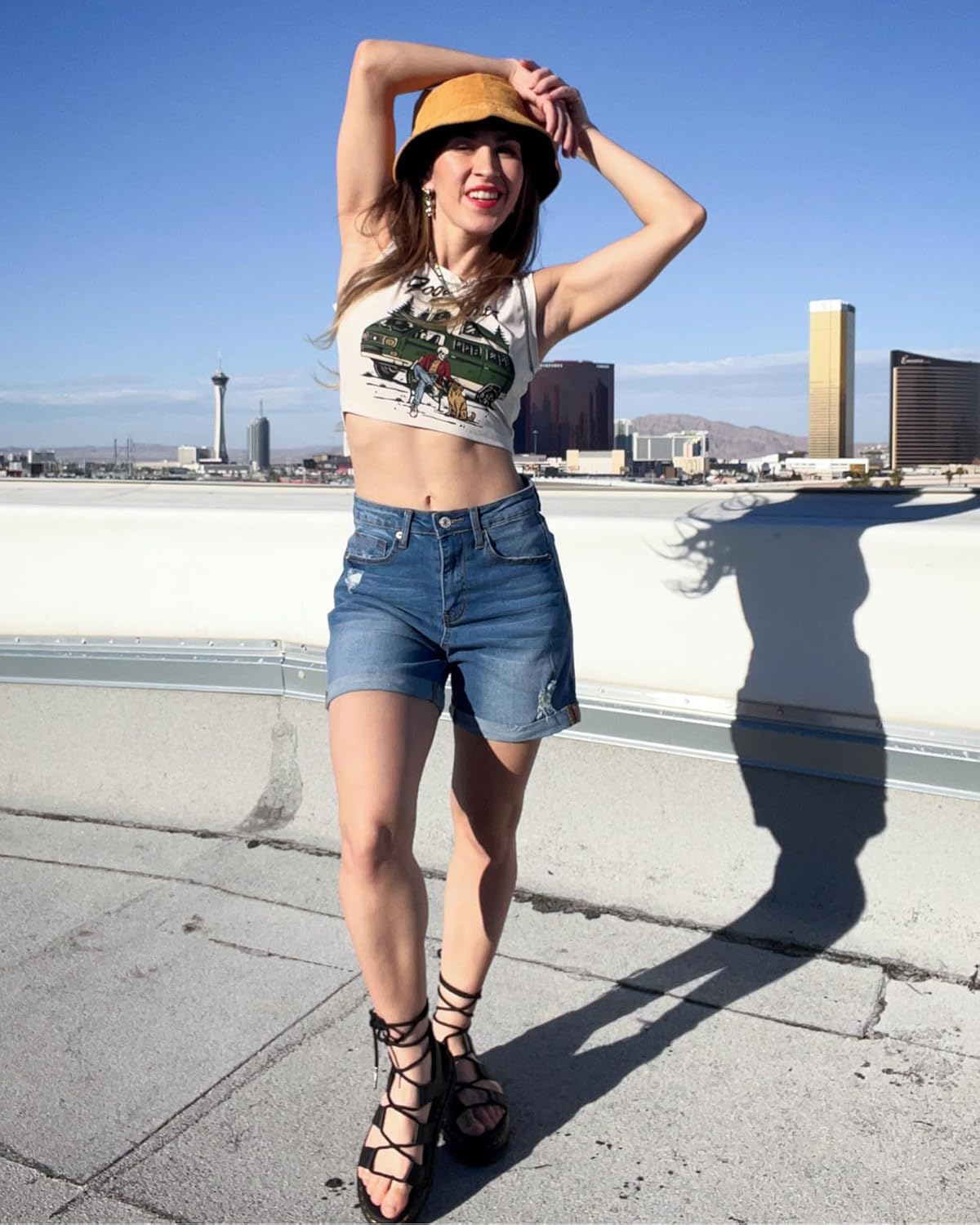 luvamia Womens Casual Ripped Denim Shorts High Rise Distressed Rolled Hem Jeans ShortsA After Dusk Blue