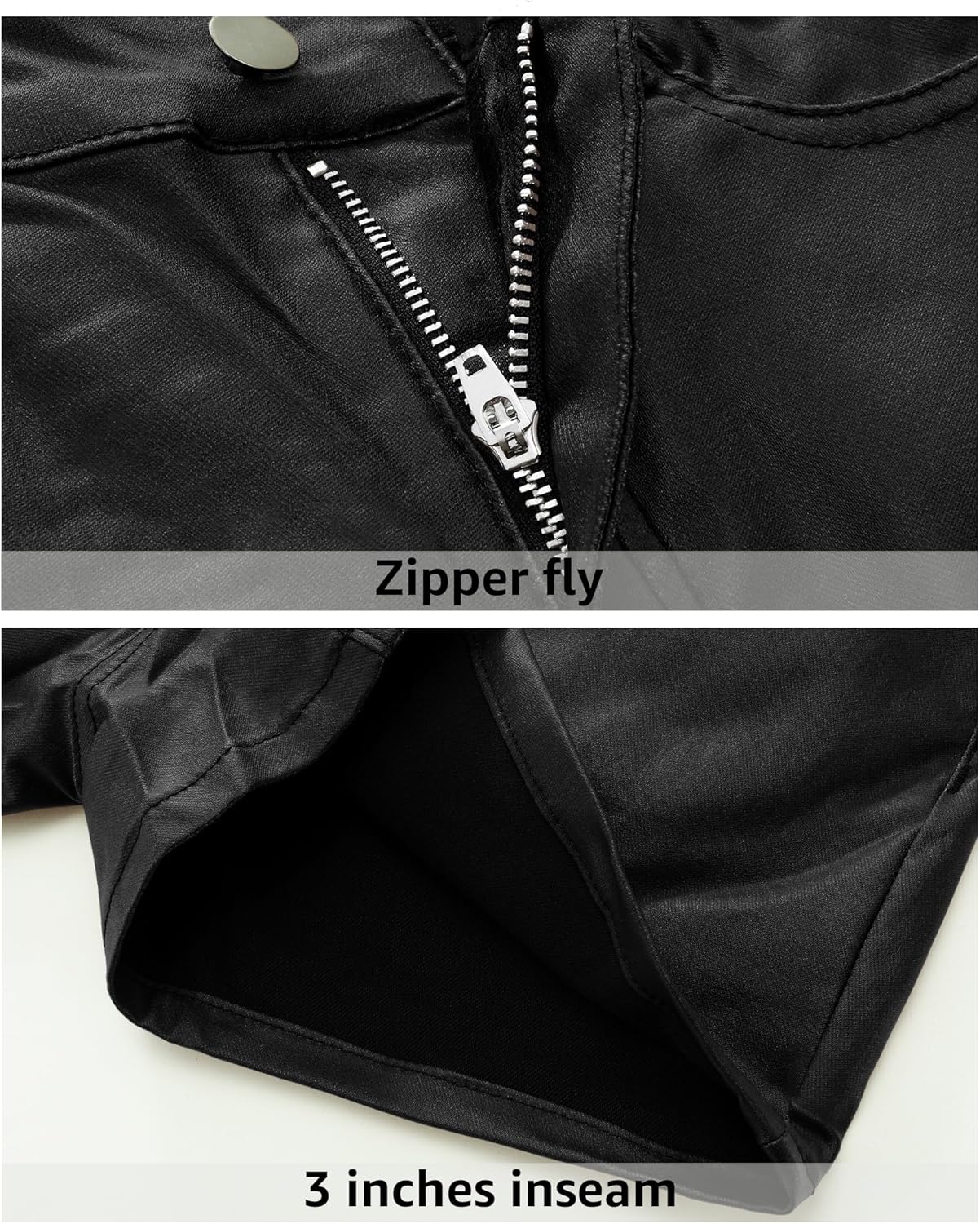 luvamia Womens Shorts Trendy High Waisted Faux Leather Look Stretchy Jean Shorts Short Denim Pants with Pockets ComfyBlack