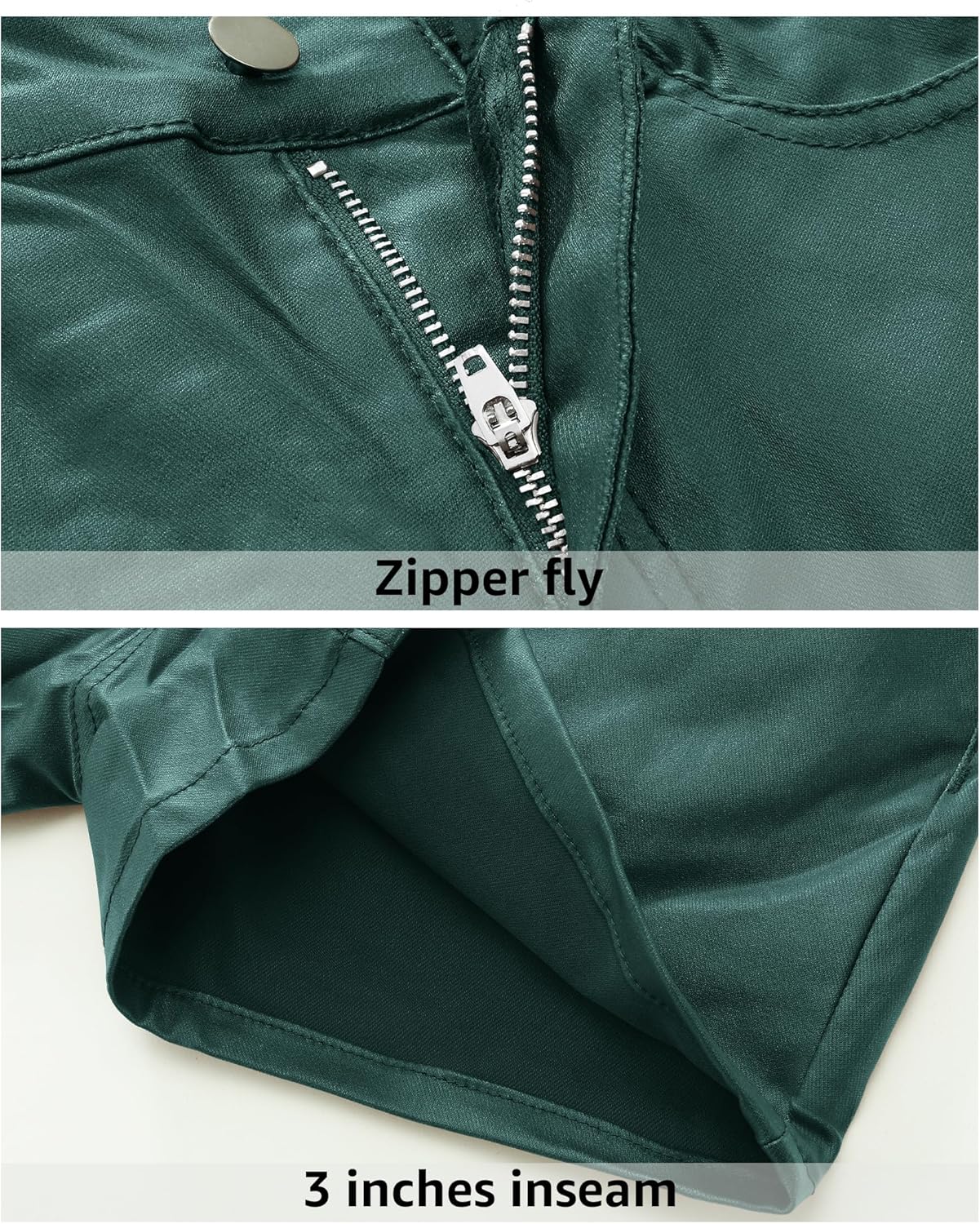 luvamia Womens Shorts Trendy High Waisted Faux Leather Look Stretchy Jean Shorts Short Denim Pants with Pockets ComfyDark Green