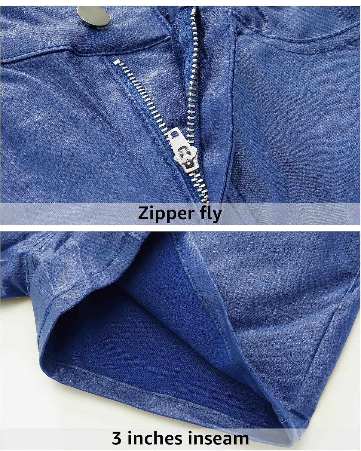 luvamia Womens Shorts Trendy High Waisted Faux Leather Look Stretchy Jean Shorts Short Denim Pants with Pockets ComfyRoyal Blue