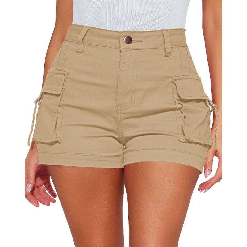 luvamia Cargo Shorts for Women Trendy High Wasited Casual Summer Stretchy Utility Cut Off Shorts with PocketsPale Khaki