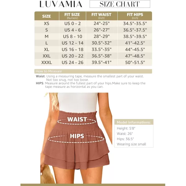 luvamia 2023 Shorts for Women Casual Summer High Waisted Smocked Ruffle Elastic Waist Flowy Tiered Pleated Beach ShortsRose Dawn