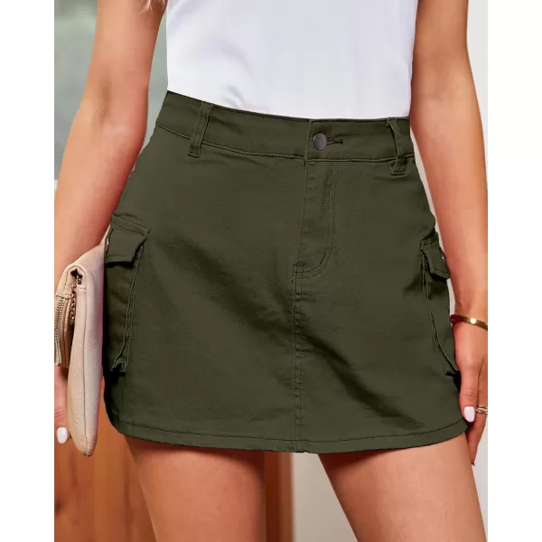 luvamia 2024 Cargo Shorts for Women Casual Summer Skorts Skirts High Waisted Mini Short Skort with Pockets Y2KArmy Green