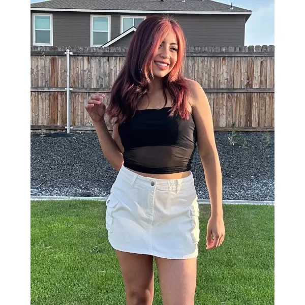 luvamia 2024 Cargo Shorts for Women Casual Summer Skorts Skirts High Waisted Mini Short Skort with Pockets Y2KBrilliant White