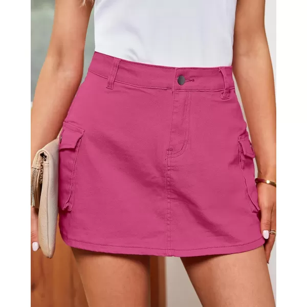 luvamia 2024 Cargo Shorts for Women Casual Summer Skorts Skirts High Waisted Mini Short Skort with Pockets Y2KHot Pink