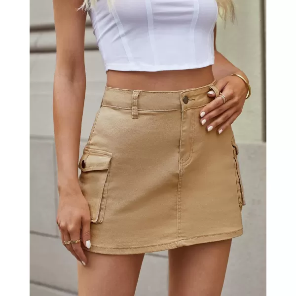 luvamia 2024 Cargo Shorts for Women Casual Summer Skorts Skirts High Waisted Mini Short Skort with Pockets Y2KKhaki