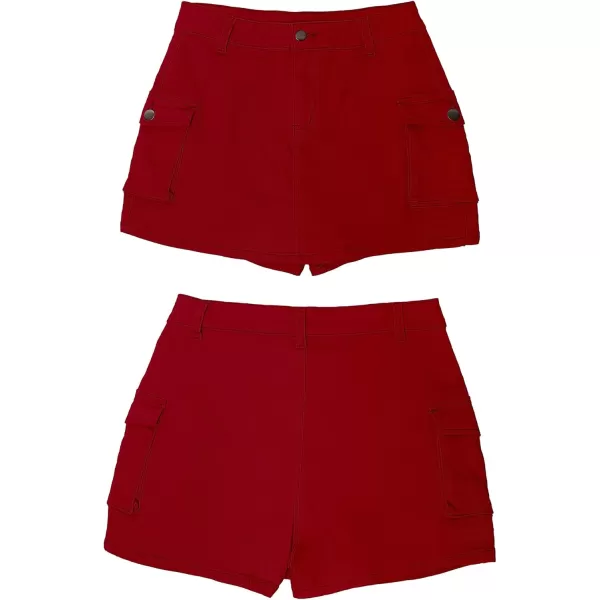 luvamia 2024 Cargo Shorts for Women Casual Summer Skorts Skirts High Waisted Mini Short Skort with Pockets Y2KTrue Red