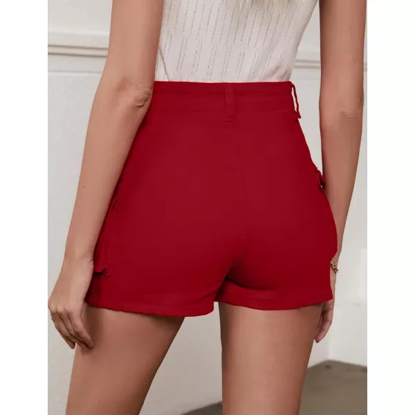 luvamia 2024 Cargo Shorts for Women Casual Summer Skorts Skirts High Waisted Mini Short Skort with Pockets Y2KTrue Red