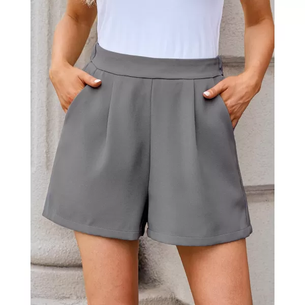 luvamia 2024 Dress Shorts for Women High Waisted Business Casual Outfits for Work Summer Pleated Short Dressy ShortsGray