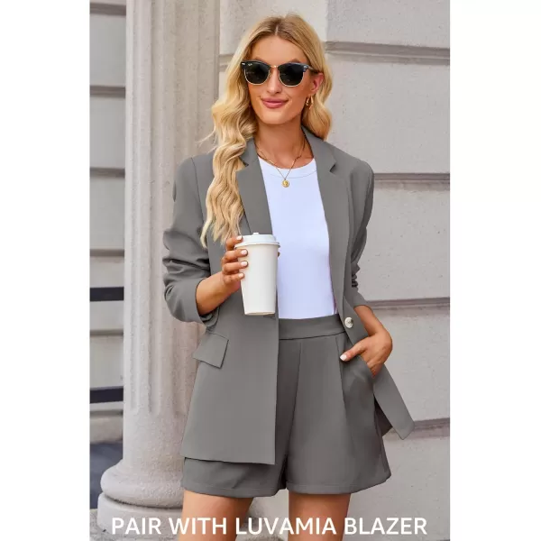 luvamia 2024 Dress Shorts for Women High Waisted Business Casual Outfits for Work Summer Pleated Short Dressy ShortsGray