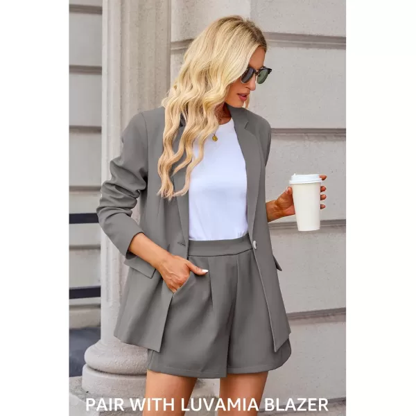 luvamia 2024 Dress Shorts for Women High Waisted Business Casual Outfits for Work Summer Pleated Short Dressy ShortsGray