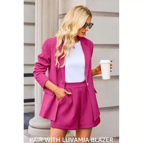 luvamia 2024 Dress Shorts for Women High Waisted Business Casual Outfits for Work Summer Pleated Short Dressy ShortsHot Pink