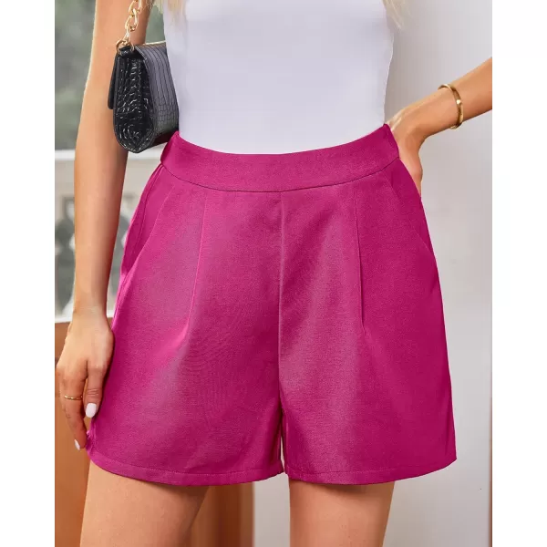 luvamia 2024 Dress Shorts for Women High Waisted Business Casual Outfits for Work Summer Pleated Short Dressy ShortsHot Pink