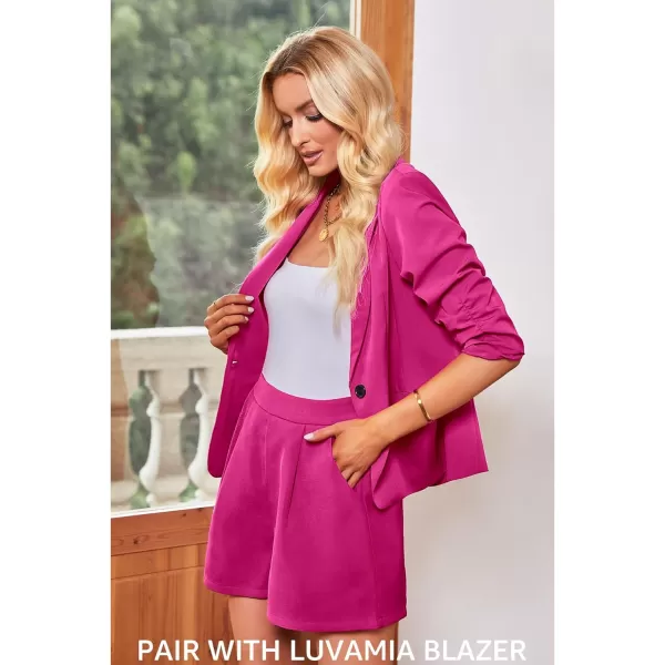luvamia 2024 Dress Shorts for Women High Waisted Business Casual Outfits for Work Summer Pleated Short Dressy ShortsHot Pink