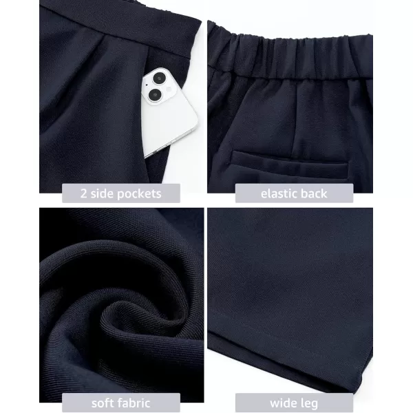 luvamia 2024 Dress Shorts for Women High Waisted Business Casual Outfits for Work Summer Pleated Short Dressy ShortsNavy Blue