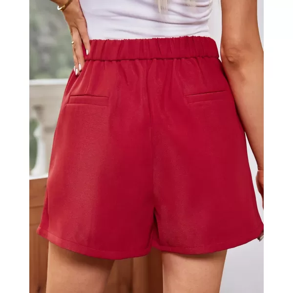 luvamia 2024 Dress Shorts for Women High Waisted Business Casual Outfits for Work Summer Pleated Short Dressy ShortsTrue Red