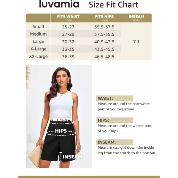 luvamia Bermuda Shorts for Women Dressy Casual High Waisted Summer Work Elastic Waist Pleated Dress Shorts with PocketsBeige