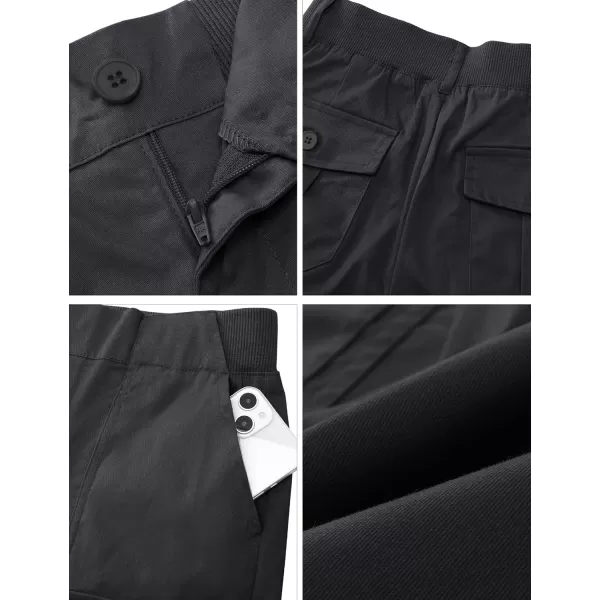 luvamia Cargo Shorts for Women Casual Summer High Waisted Chino Shorts Ribbed Elastic Waist Utility Pockets Comfy ShortsGray