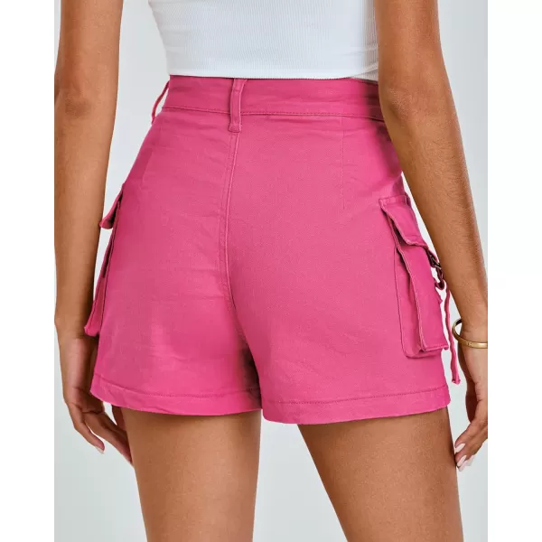 luvamia Cargo Shorts for Women Trendy High Wasited Casual Summer Stretchy Utility Cut Off Shorts with PocketsHot Pink