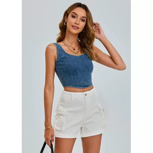 luvamia Cargo Shorts for Women Trendy High Wasited Casual Summer Stretchy Utility Cut Off Shorts with PocketsOffwhite