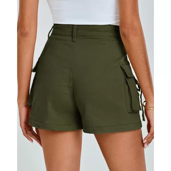 luvamia Cargo Shorts for Women Trendy High Wasited Casual Summer Stretchy Utility Cut Off Shorts with PocketsOlive Green