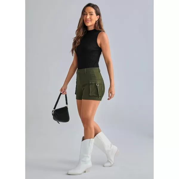 luvamia Cargo Shorts for Women Trendy High Wasited Casual Summer Stretchy Utility Cut Off Shorts with PocketsOlive Green